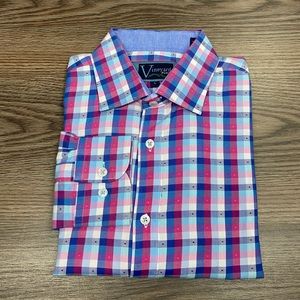 Vineyard Place Pink, Blue & White Plaid Shirt L